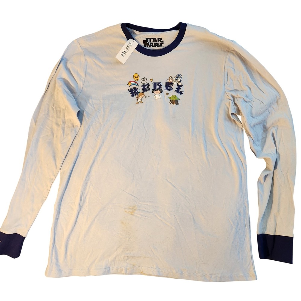 Star Wars Rebel Shirt Mens Large Blue White Long Sleeve BoxLunch Our Universe